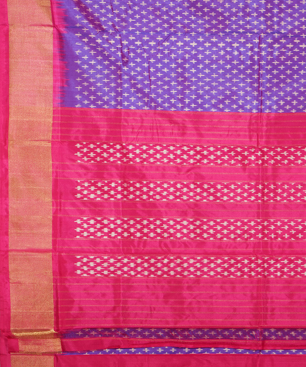 Navy blue pink silk handwoven pochampally silk saree