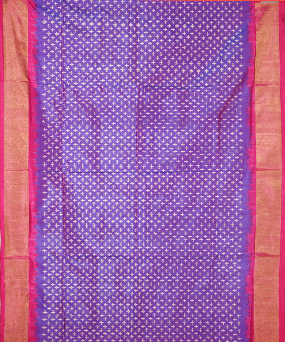 Navy blue pink silk handwoven pochampally silk saree