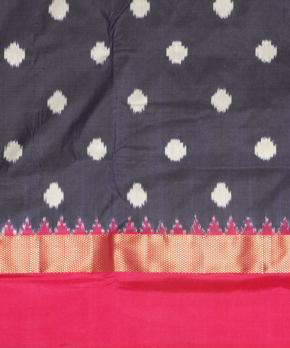 Navy blue pink silk handwoven pochampally saree