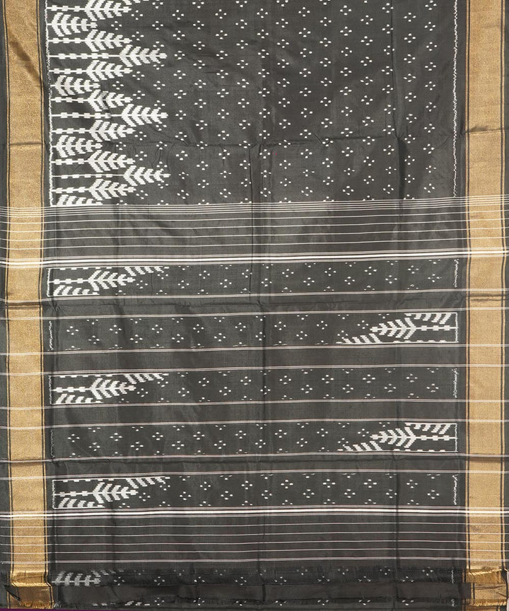 Black grey silk handwoven pochampally ikat saree