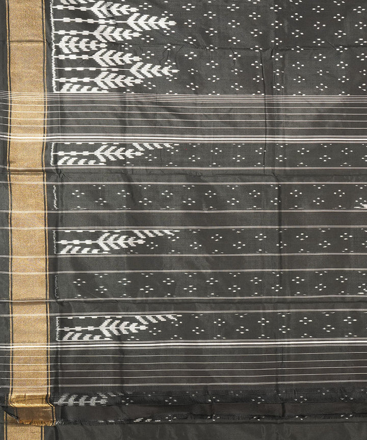 Black grey silk handwoven pochampally ikat saree