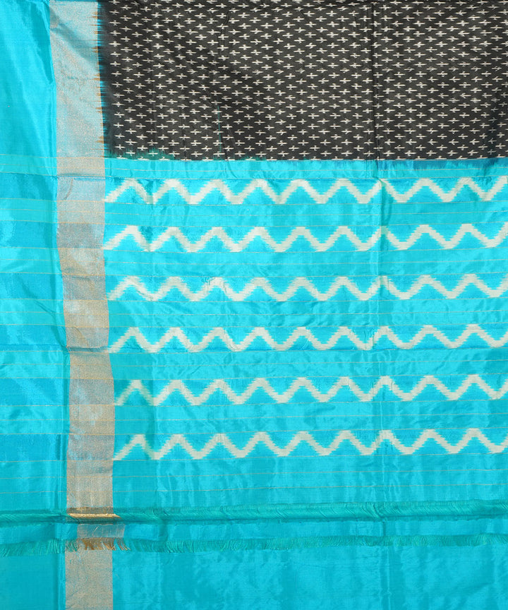 Black sky blue silk handwoven pochampally ikat saree