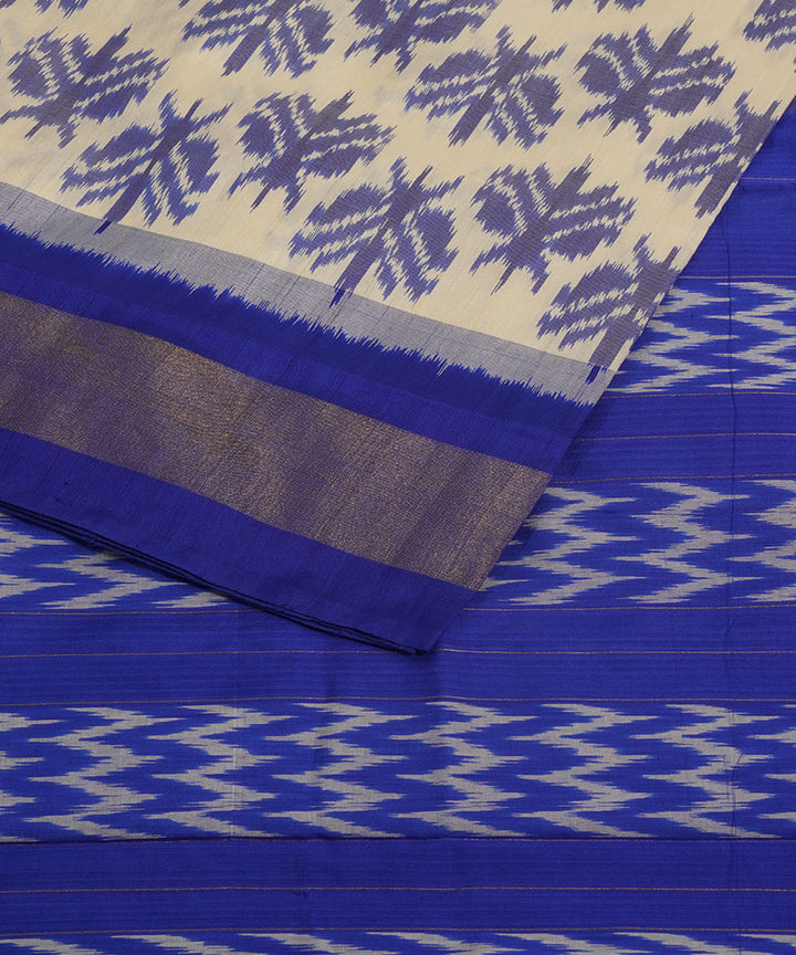 White blue silk handwoven pochampally saree