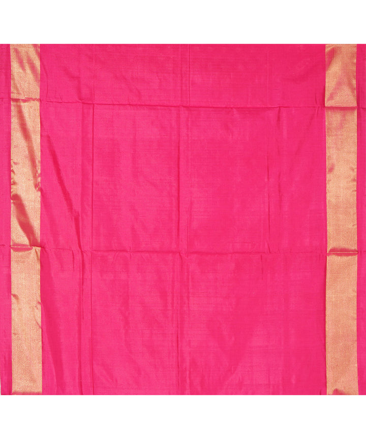 Pink silk zari border handwoven pochampally ikat saree