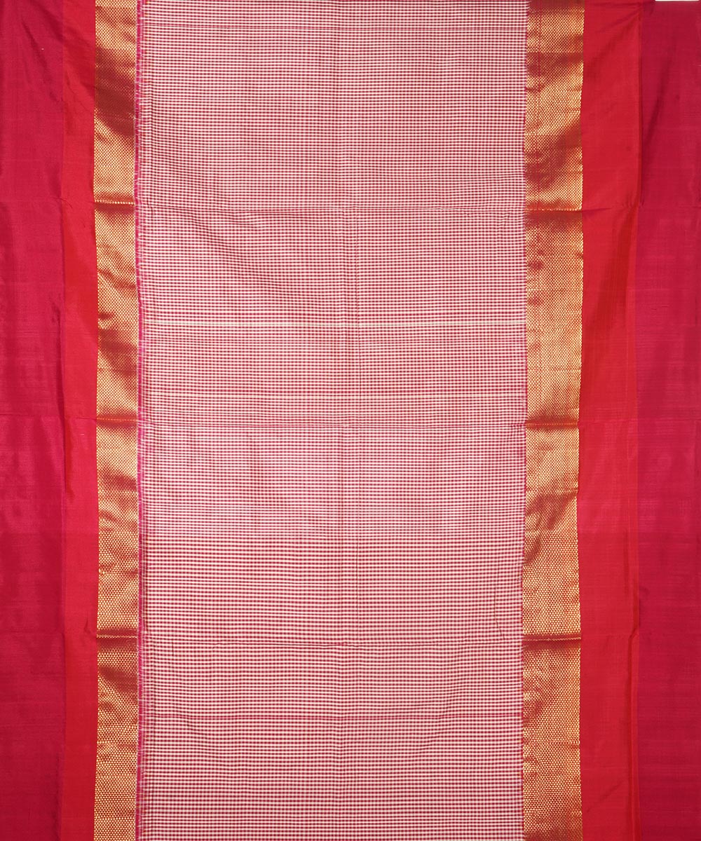 Pink silk handwoven wide border pochampally saree