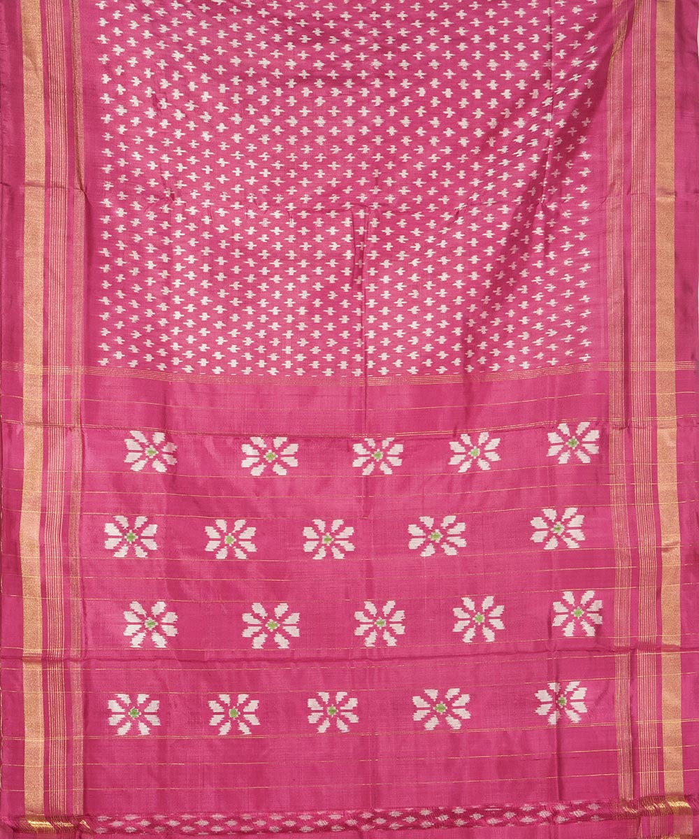 Pink silk handloom pochampally ikat saree