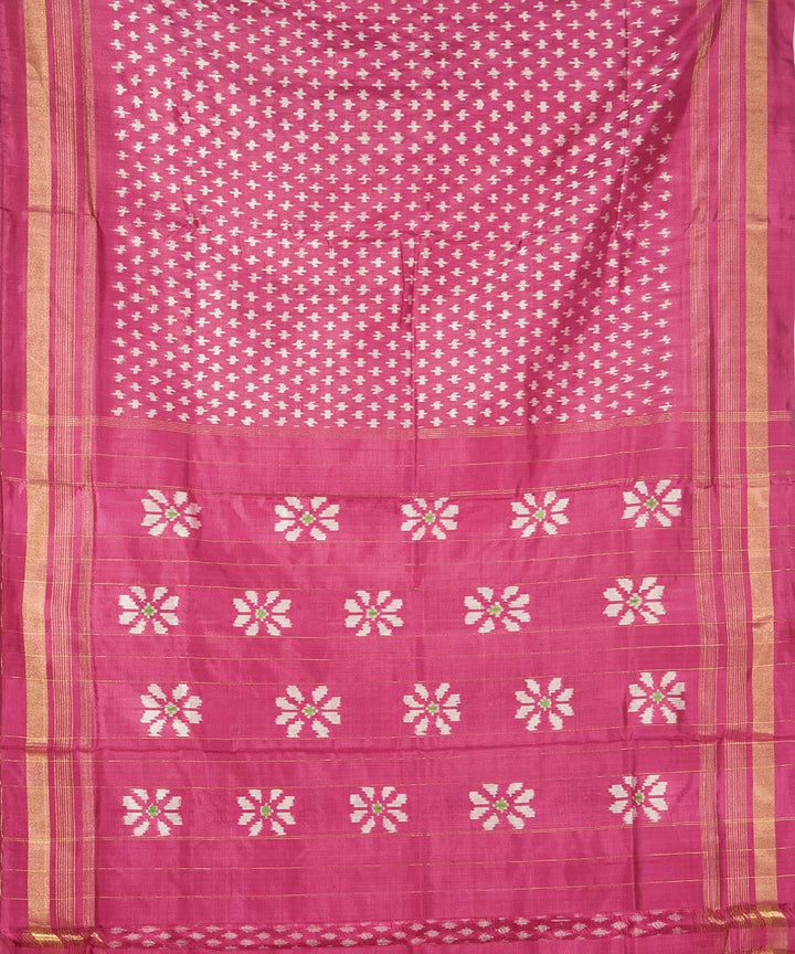 Pink silk handloom pochampally ikat saree