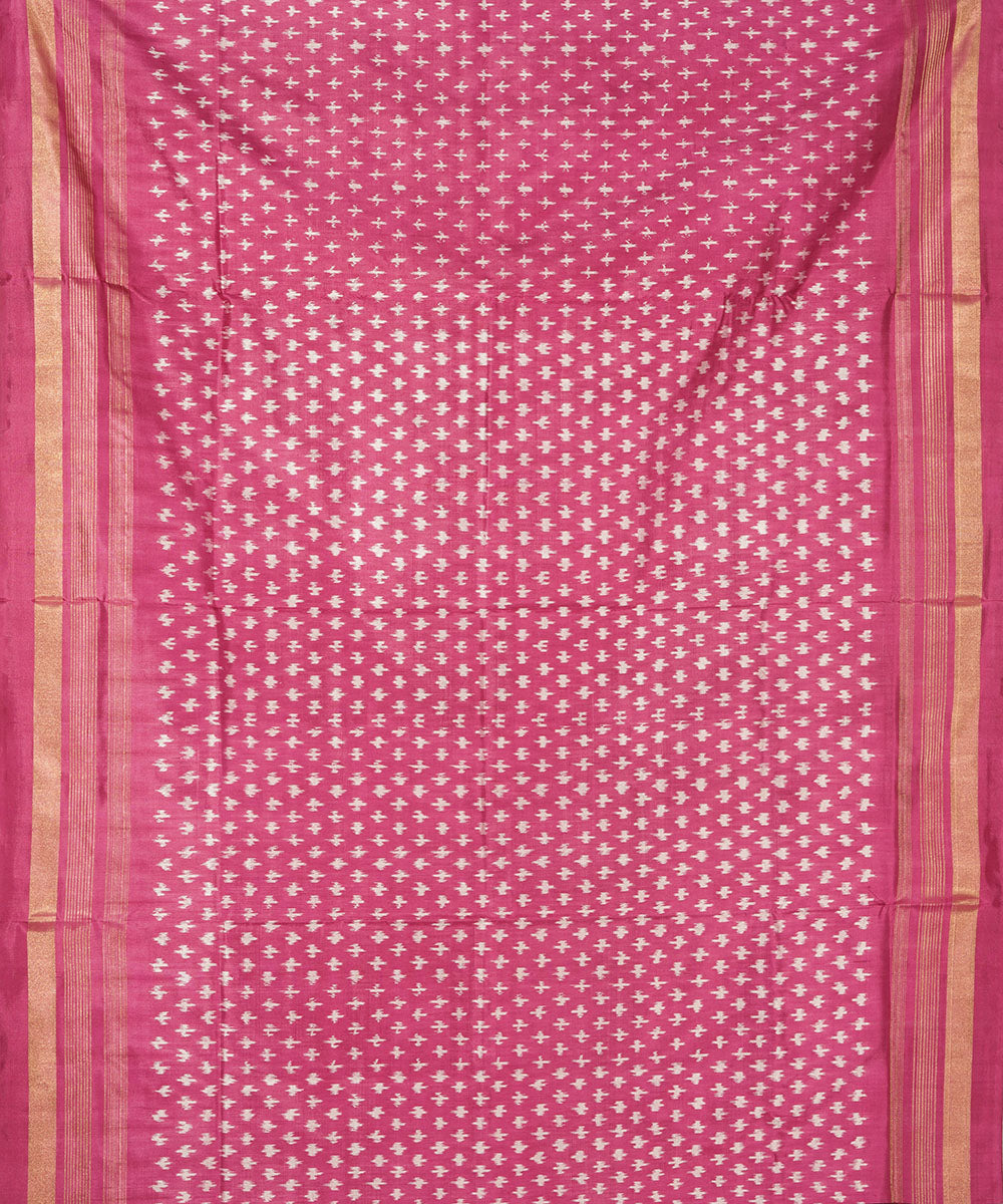 Pink silk handloom pochampally ikat saree