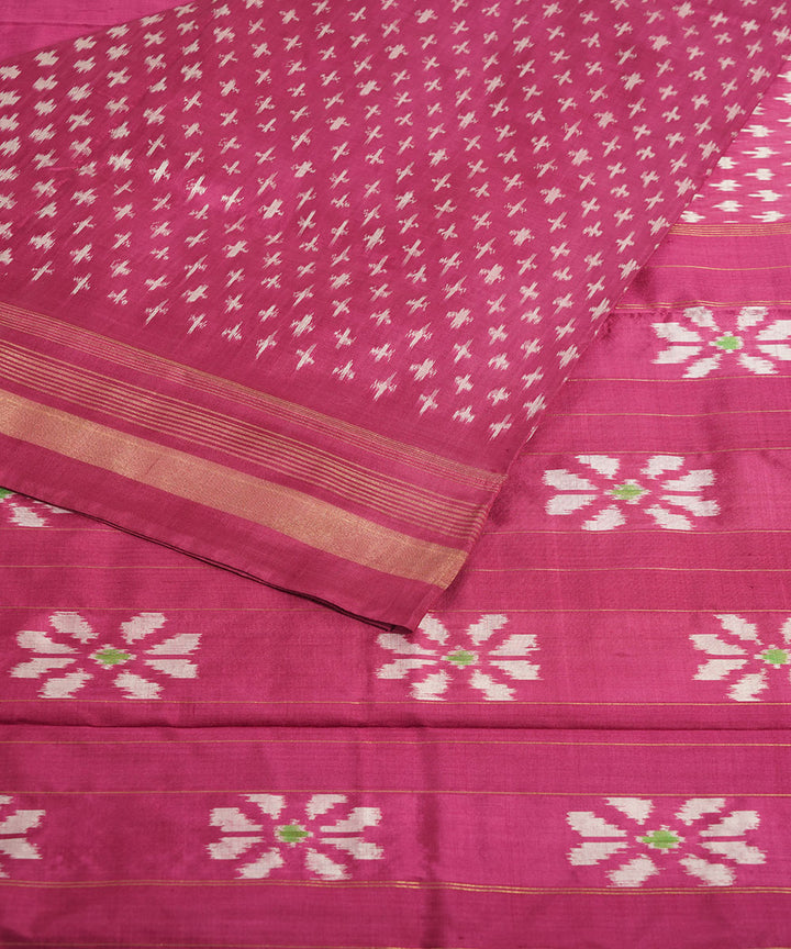 Pink silk handloom pochampally ikat saree