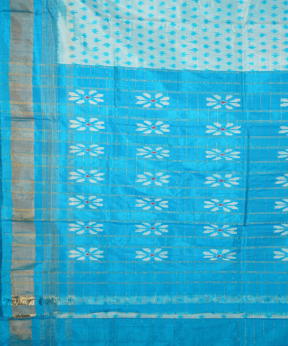 Sky blue zari border silk handwoven pochampally saree