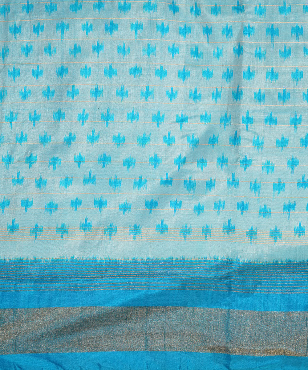 Sky blue zari border silk handwoven pochampally saree