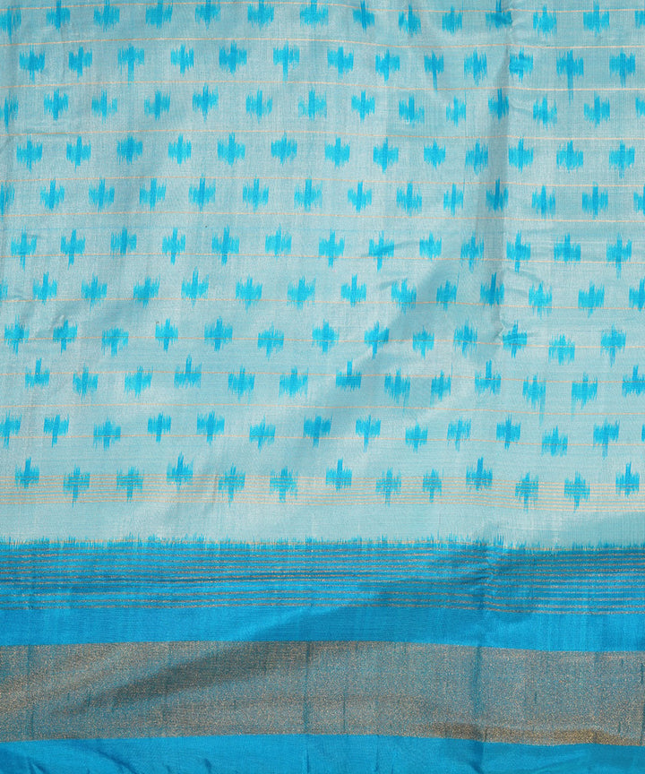 Sky blue zari border silk handwoven pochampally saree