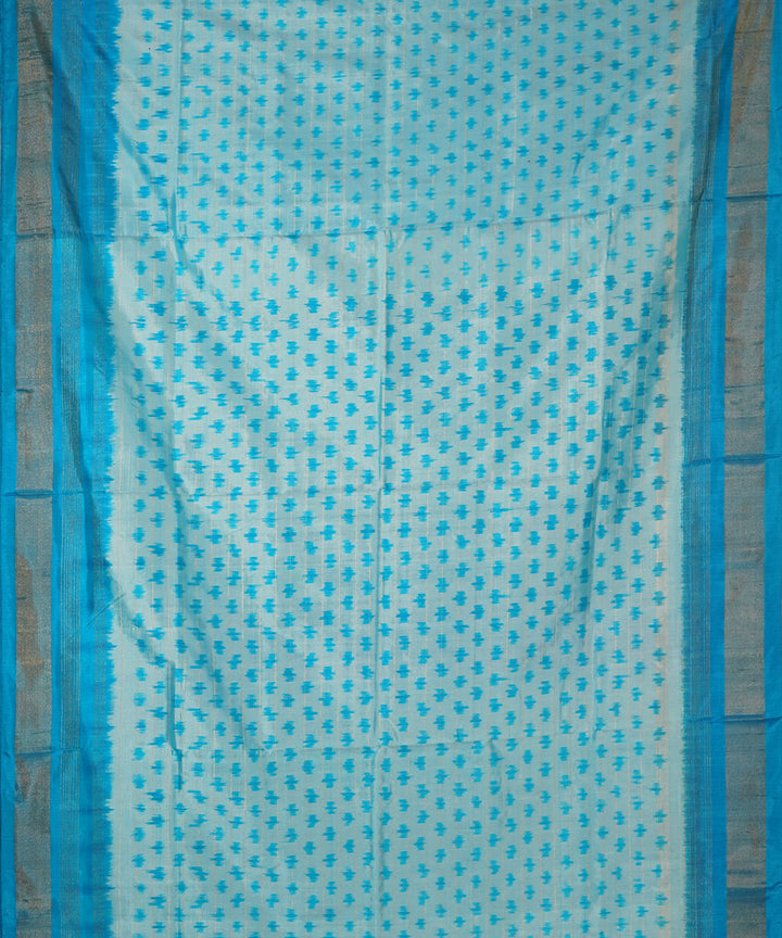 Sky blue zari border silk handwoven pochampally saree