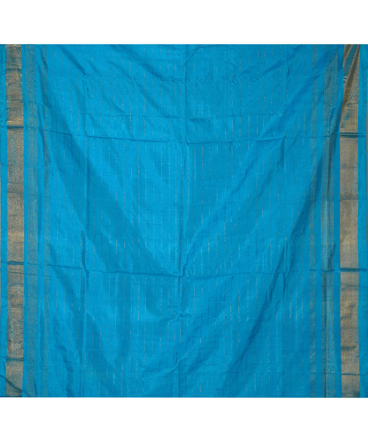 Sky blue zari border silk handwoven pochampally saree