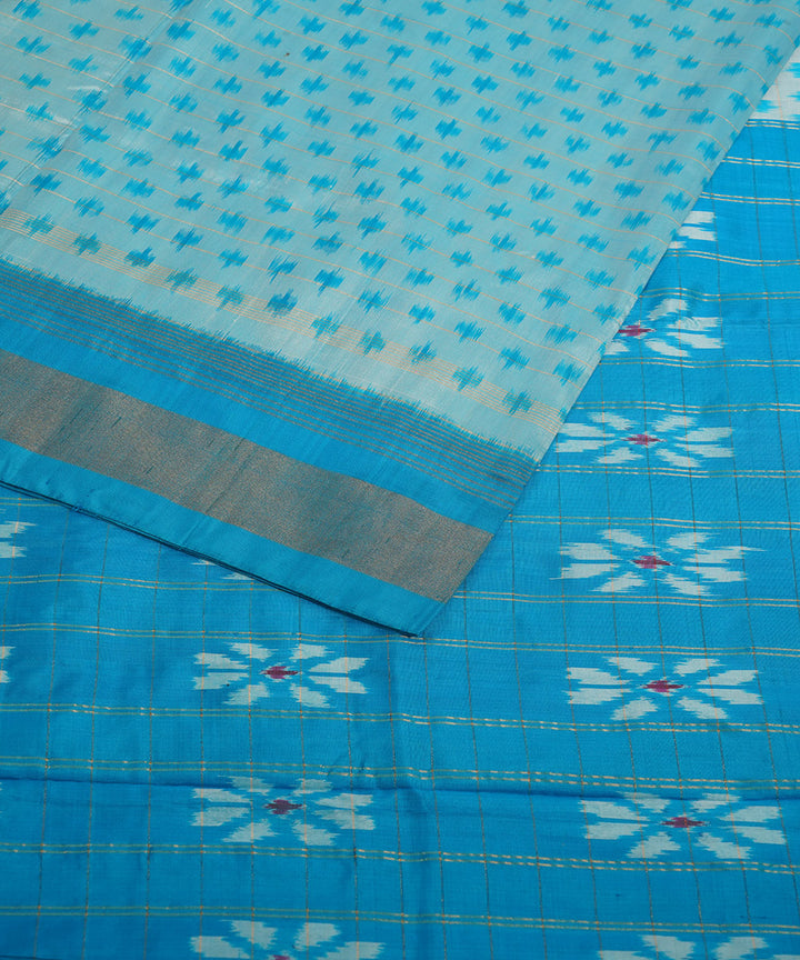 Sky blue zari border silk handwoven pochampally saree