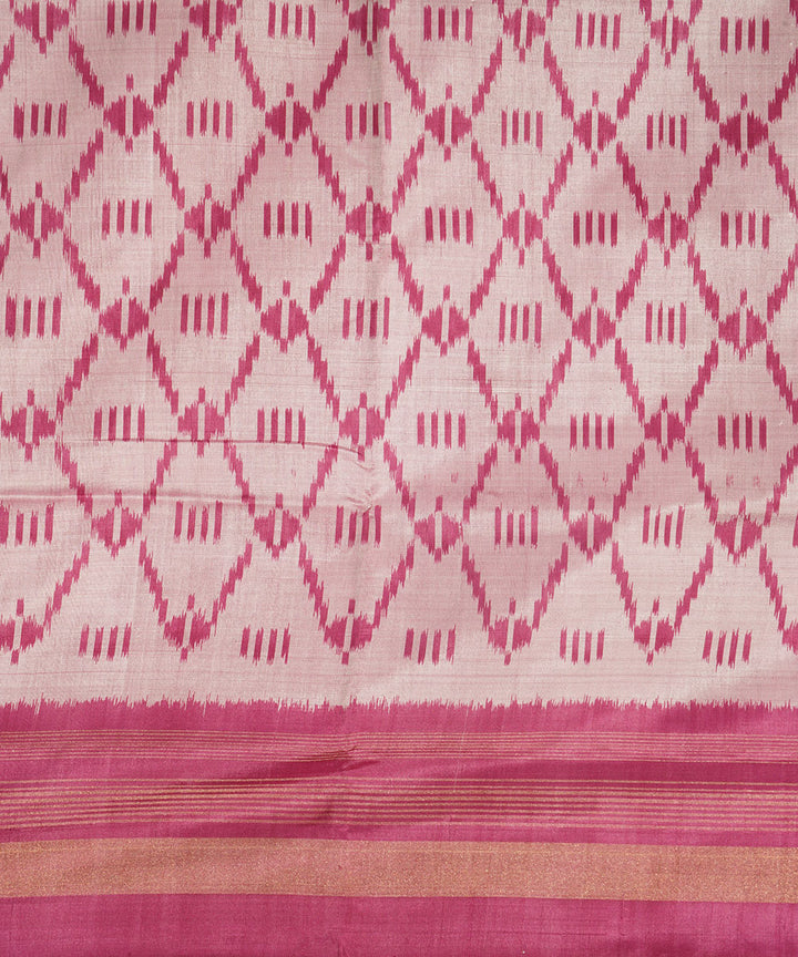 Grey peach silk handwoven pochampally ikat saree