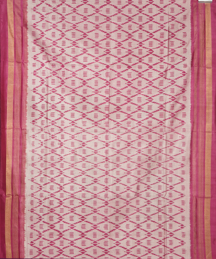 Grey peach silk handwoven pochampally ikat saree