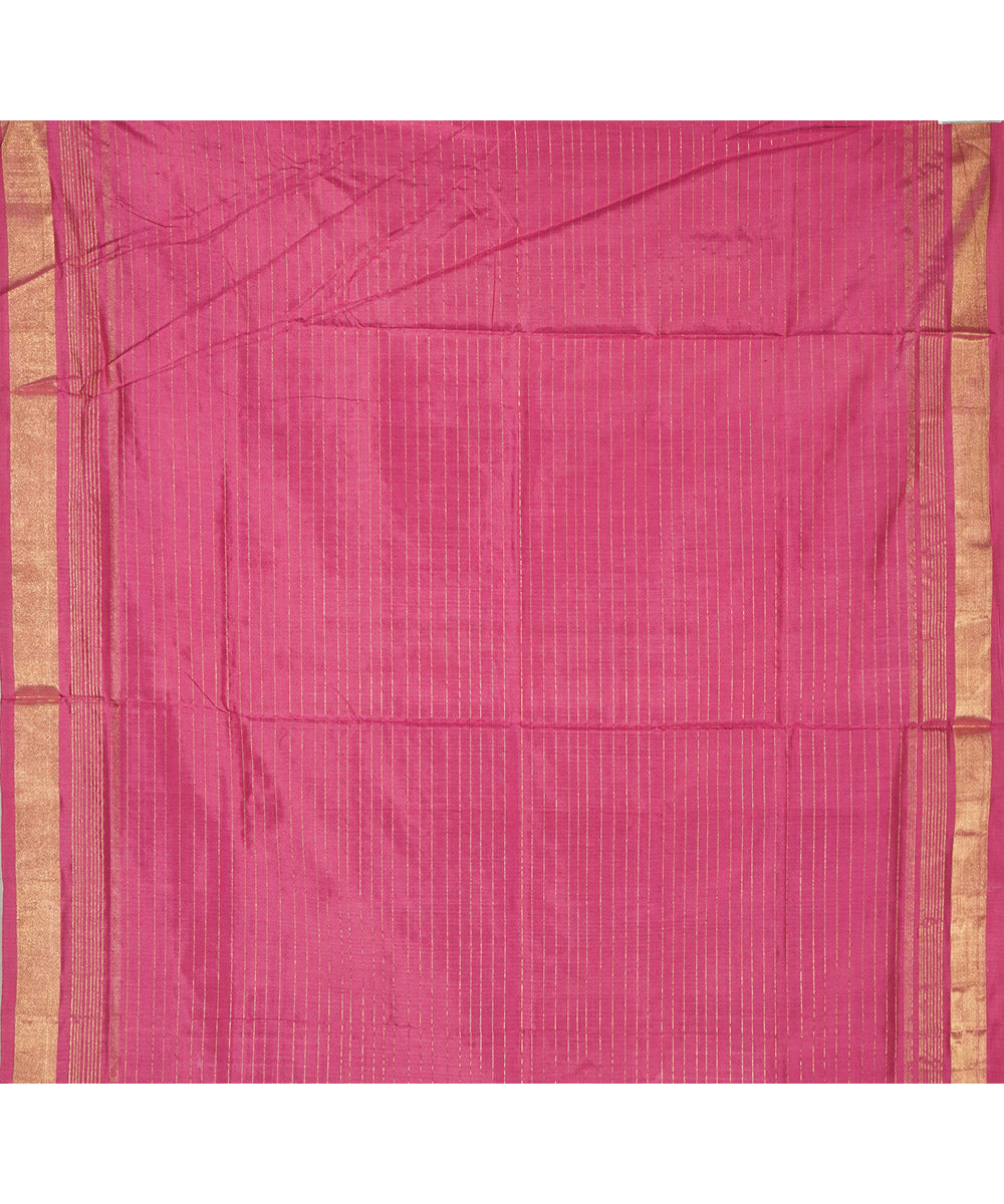 Offwhite pink silk handwoven pochampally ikat saree