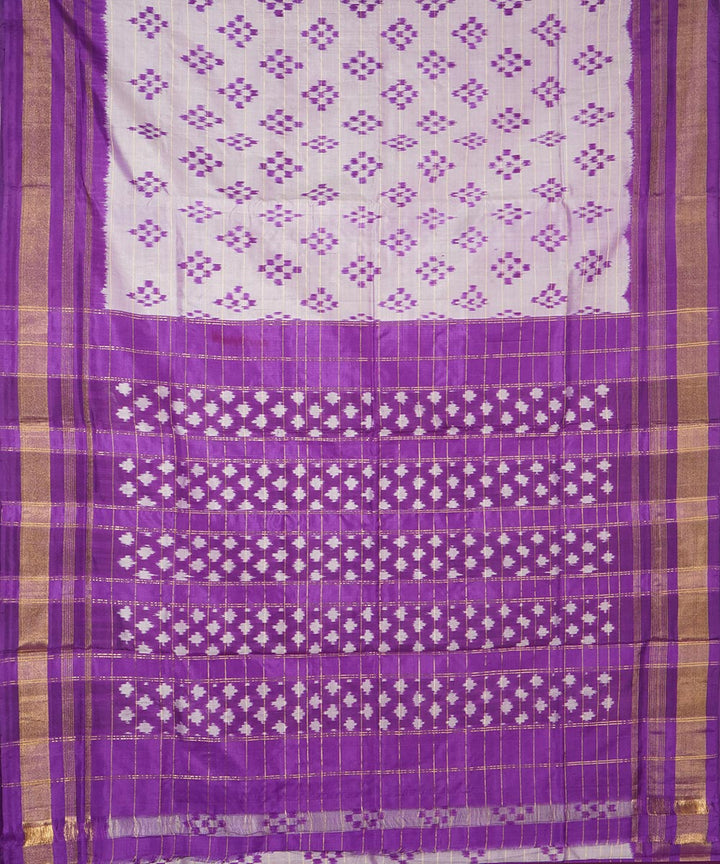 Offwhite blue silk handwoven pochampally ikat saree