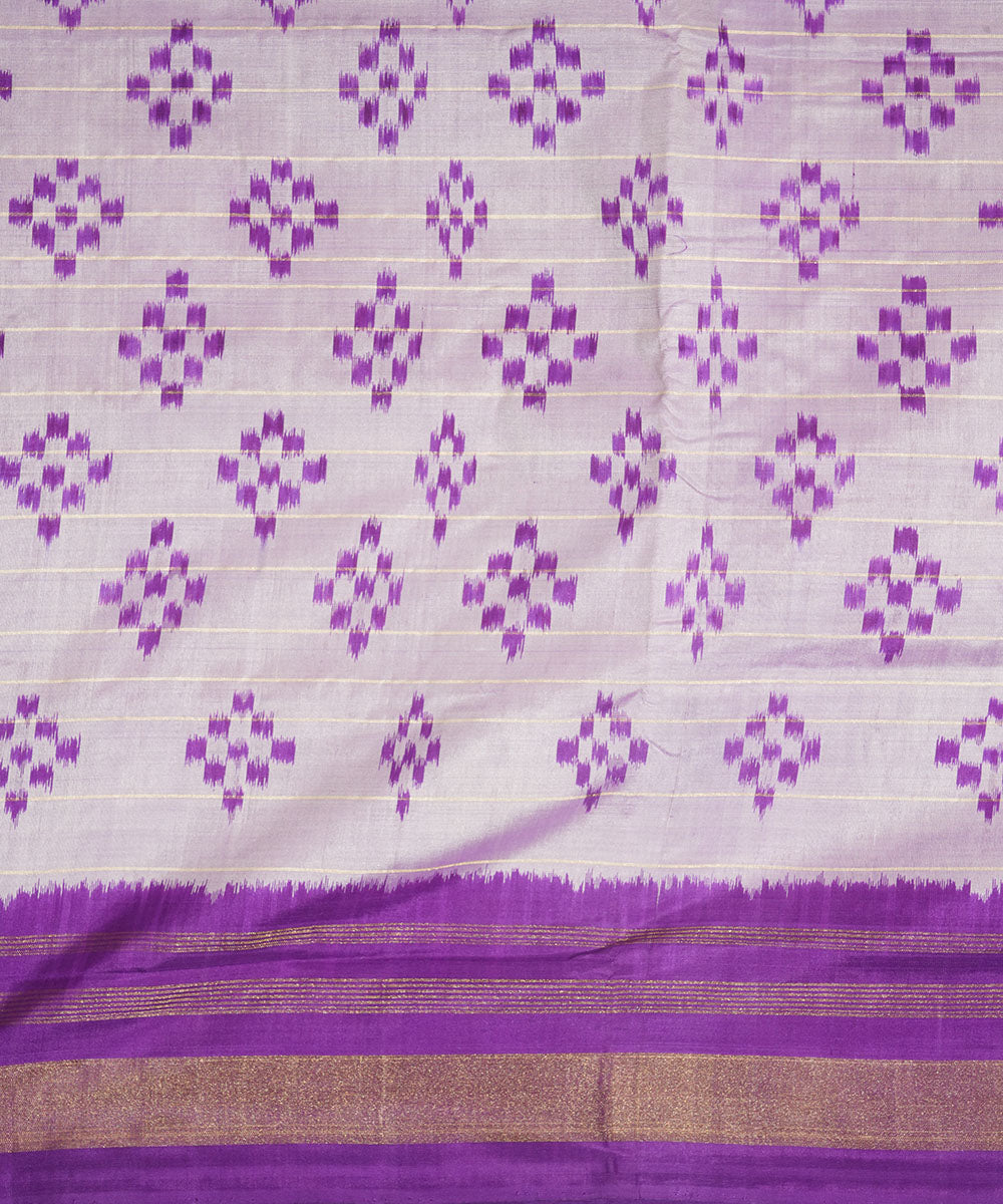 Offwhite blue silk handwoven pochampally ikat saree