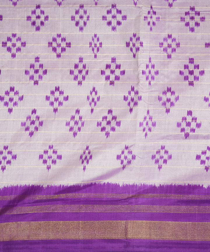 Offwhite blue silk handwoven pochampally ikat saree