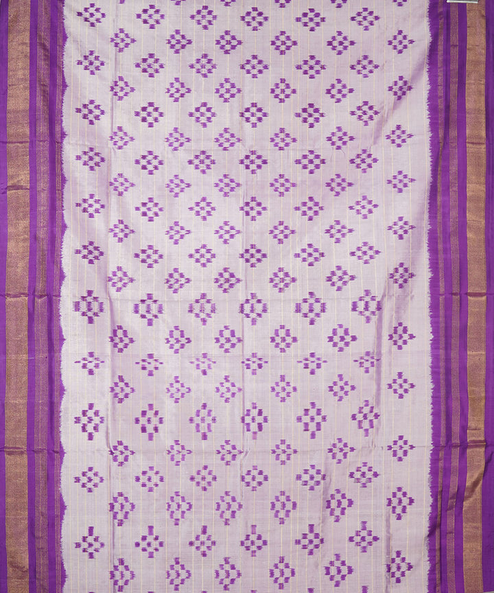 Offwhite blue silk handwoven pochampally ikat saree