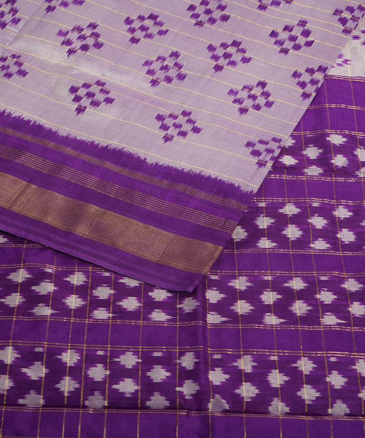 Offwhite blue silk handwoven pochampally ikat saree