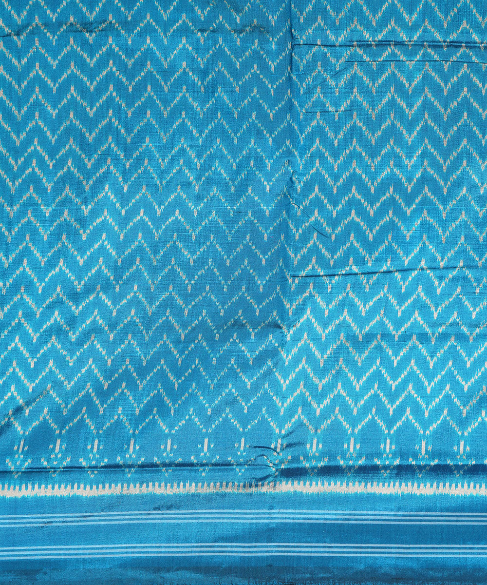 Sky blue silk handwoven pochampally ikat saree