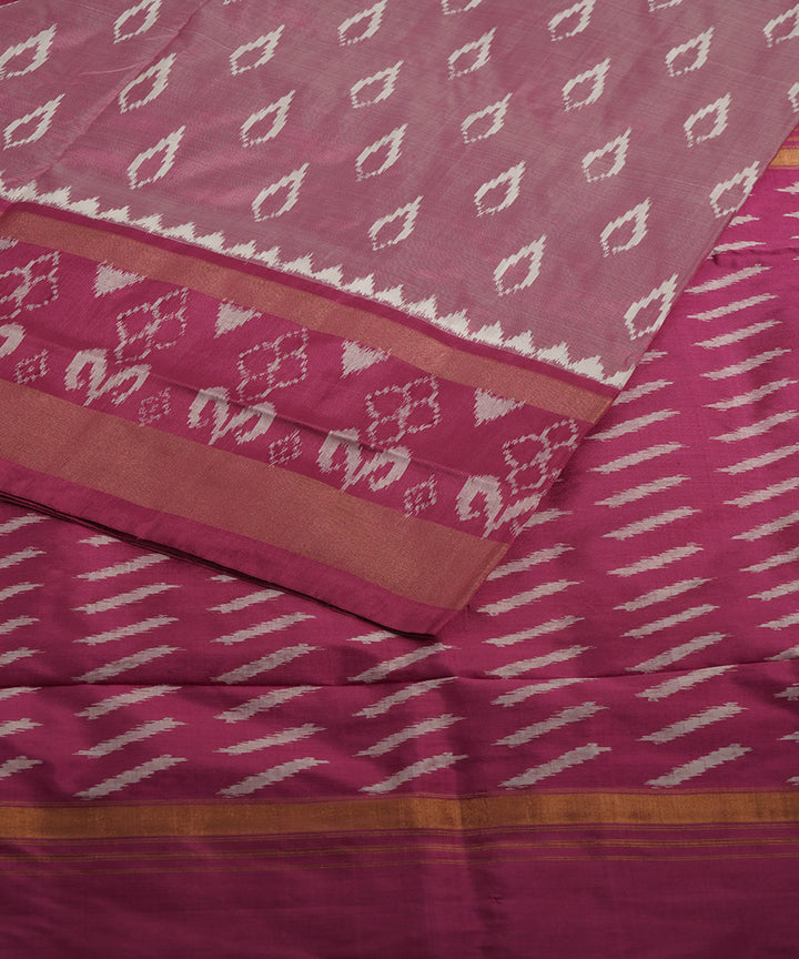 Peach silk handwoven pochampally saree