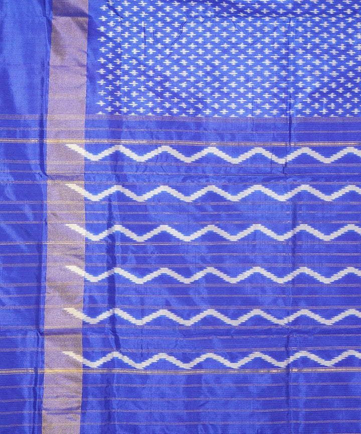 Sky blue zari border silk handwoven pochampally ikat saree