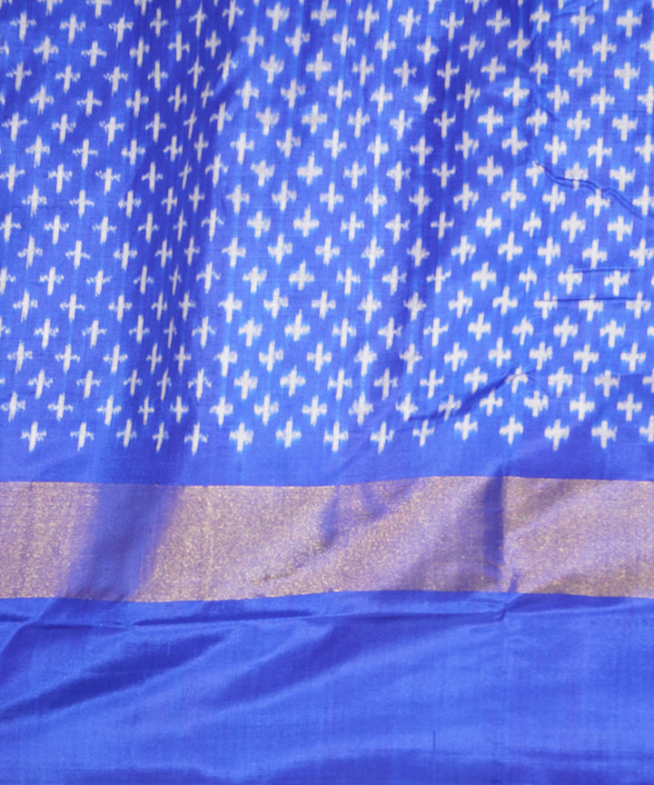 Sky blue zari border silk handwoven pochampally ikat saree