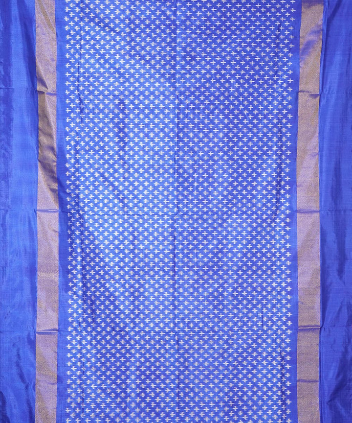 Sky blue zari border silk handwoven pochampally ikat saree