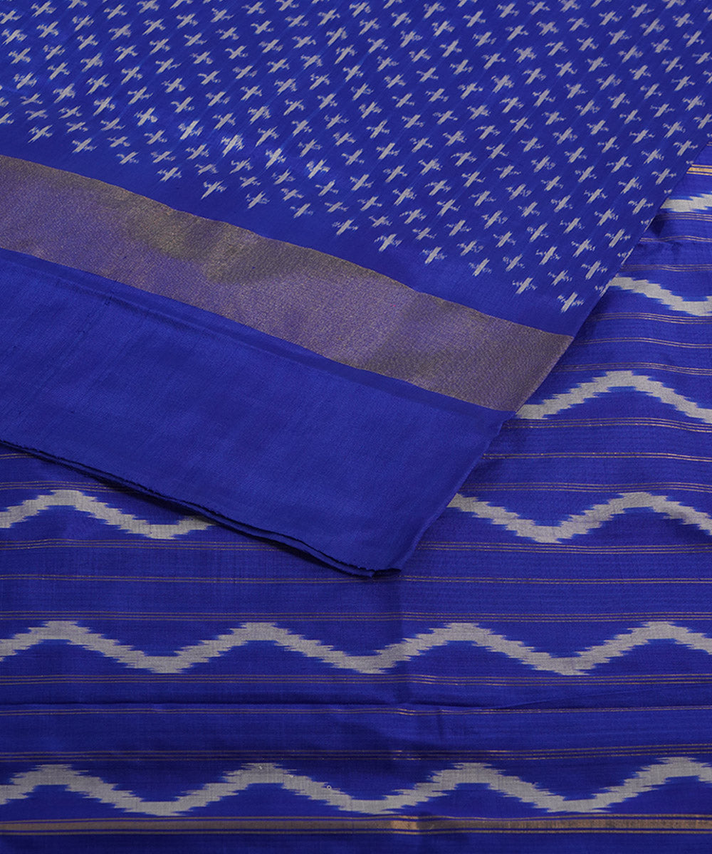 Sky blue zari border silk handwoven pochampally ikat saree