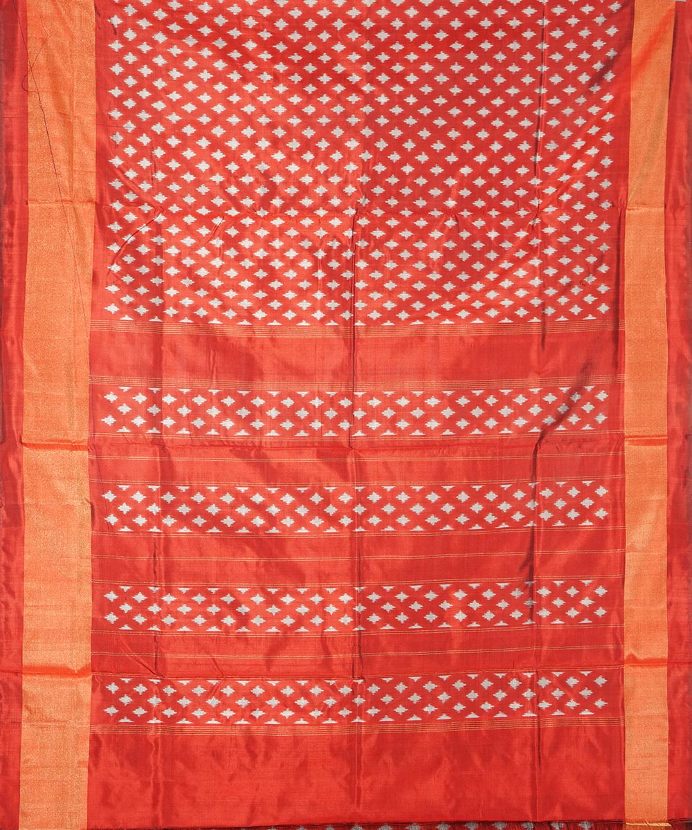 Red silk handwoven pochampally ikat saree