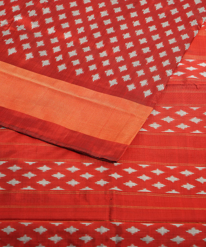 Red silk handwoven pochampally ikat saree