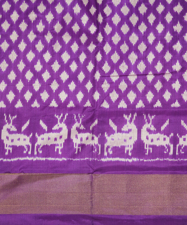 Purple zari border silk handwoven pochampally ikat saree