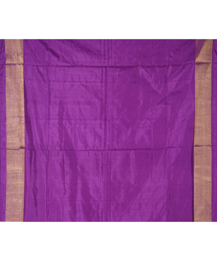 Purple zari border silk handwoven pochampally ikat saree