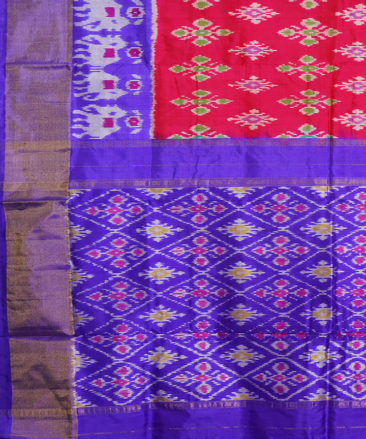 Red lavender silk handwoven pochampally ikat saree