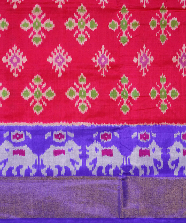Red lavender silk handwoven pochampally ikat saree