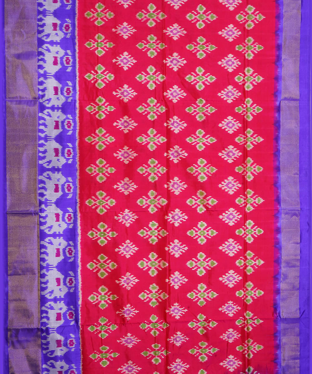 Red lavender silk handwoven pochampally ikat saree