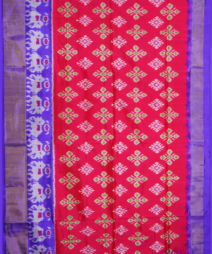Red lavender silk handwoven pochampally ikat saree