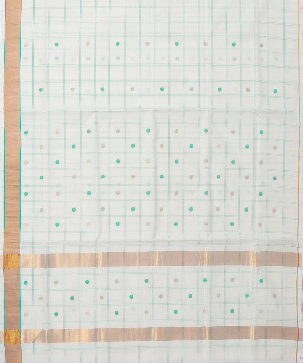 Offwhite checked cotton handwoven venkatagiri saree