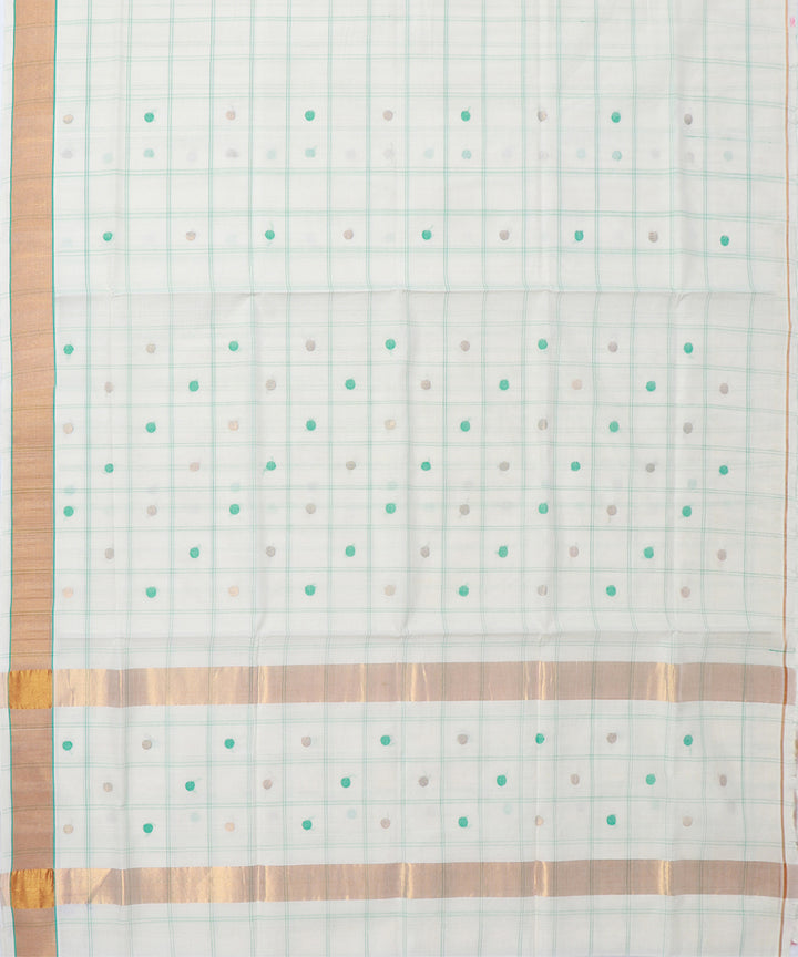 Offwhite checked cotton handwoven venkatagiri saree