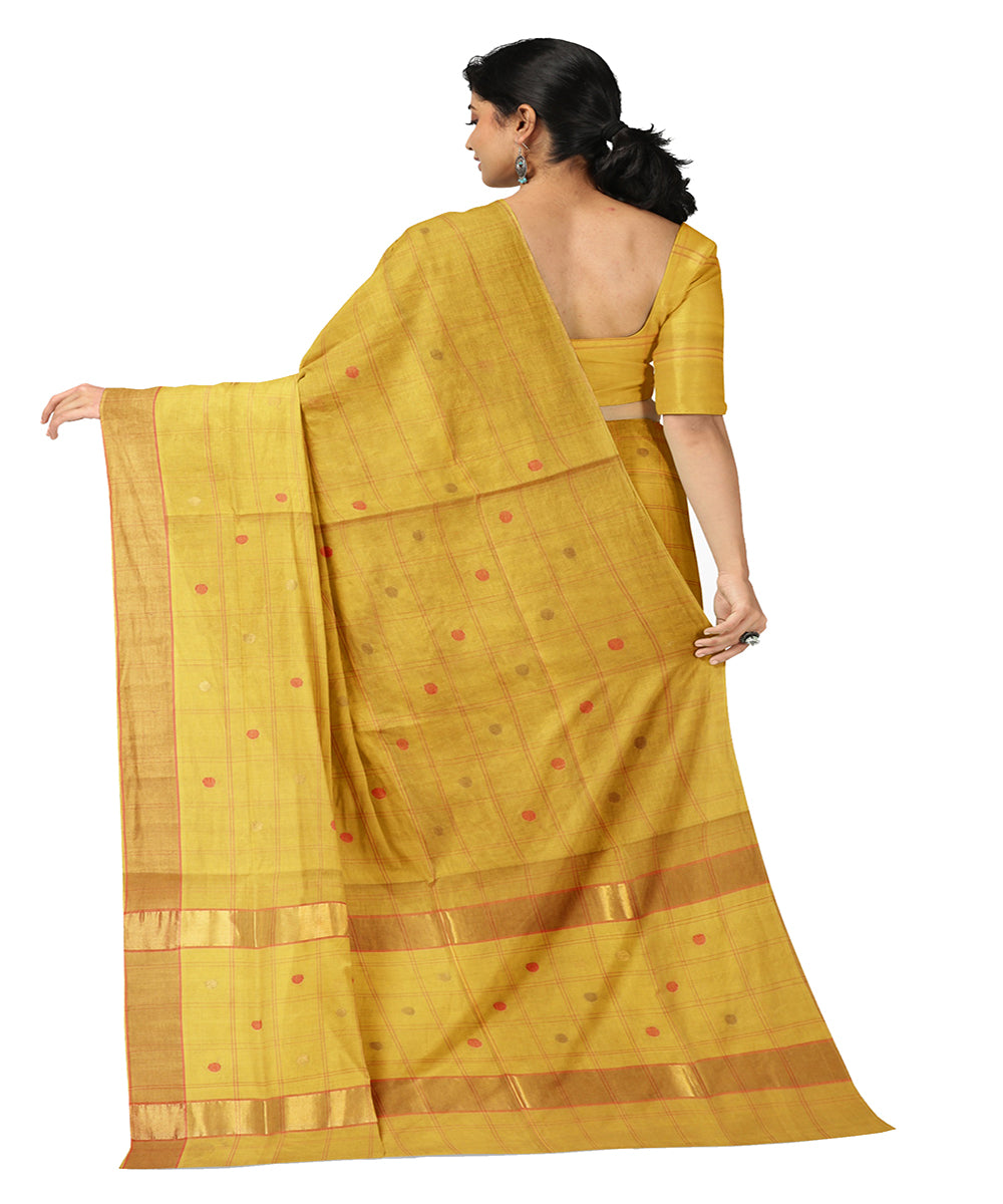 Yellow buti cotton handwoven venkatagiri saree