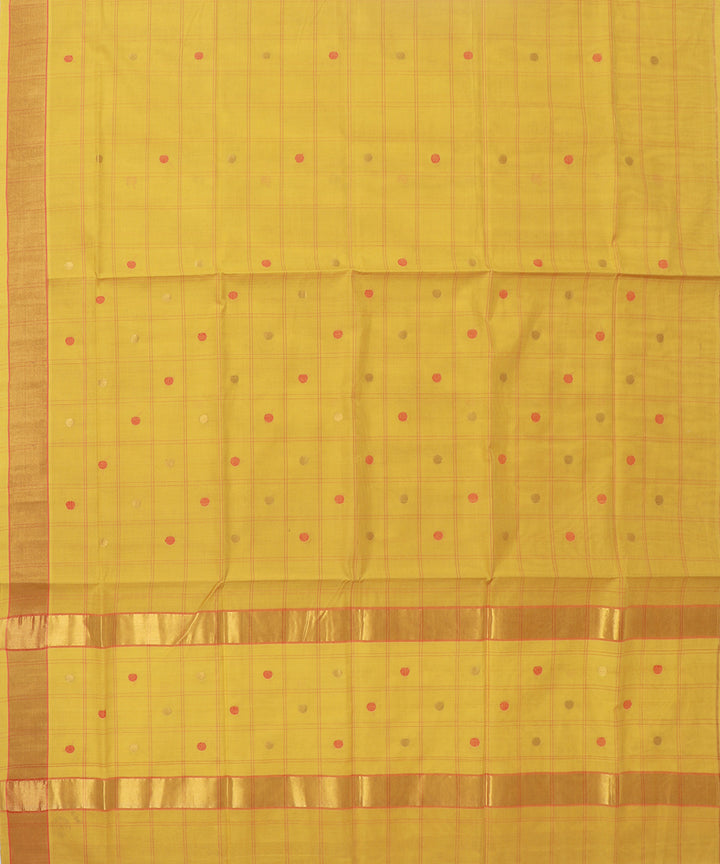 Yellow buti cotton handwoven venkatagiri saree