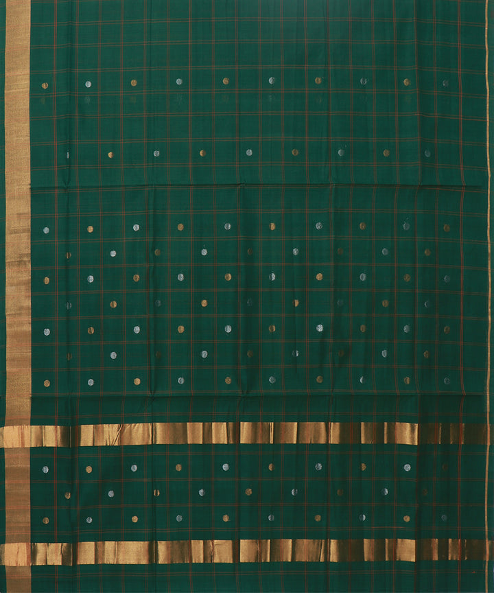 Dark green buti handwoven venkatagiri cotton saree