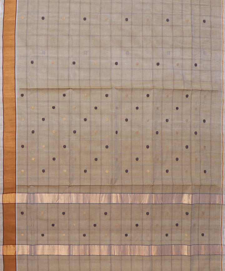 Cream checked handwoven venkatagiri cotton saree