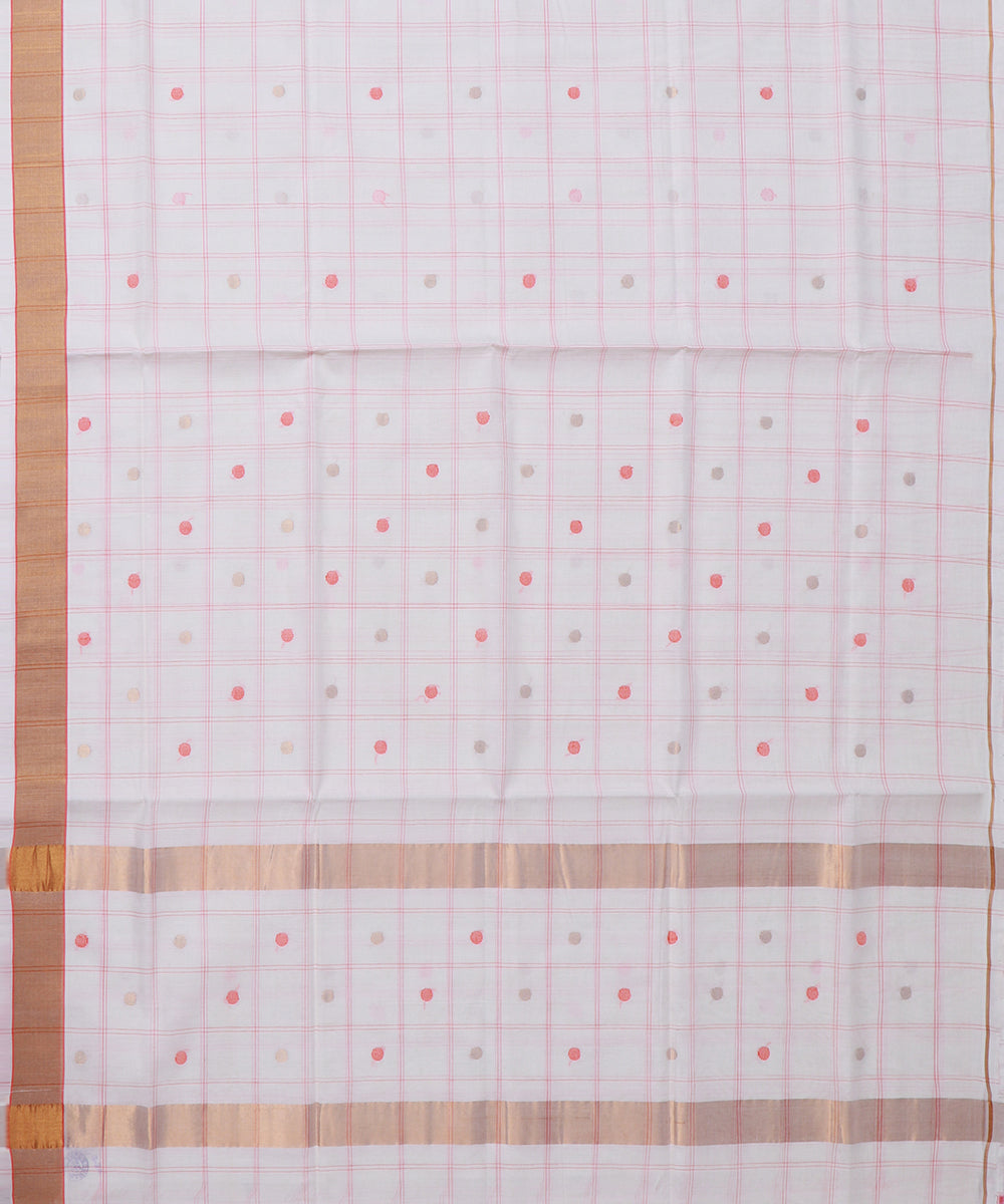 Offwhite checked handwoven venkatagiri cotton saree