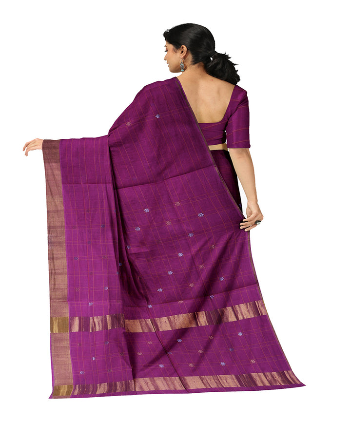 Violet buti cotton handwoven venkatagiri saree