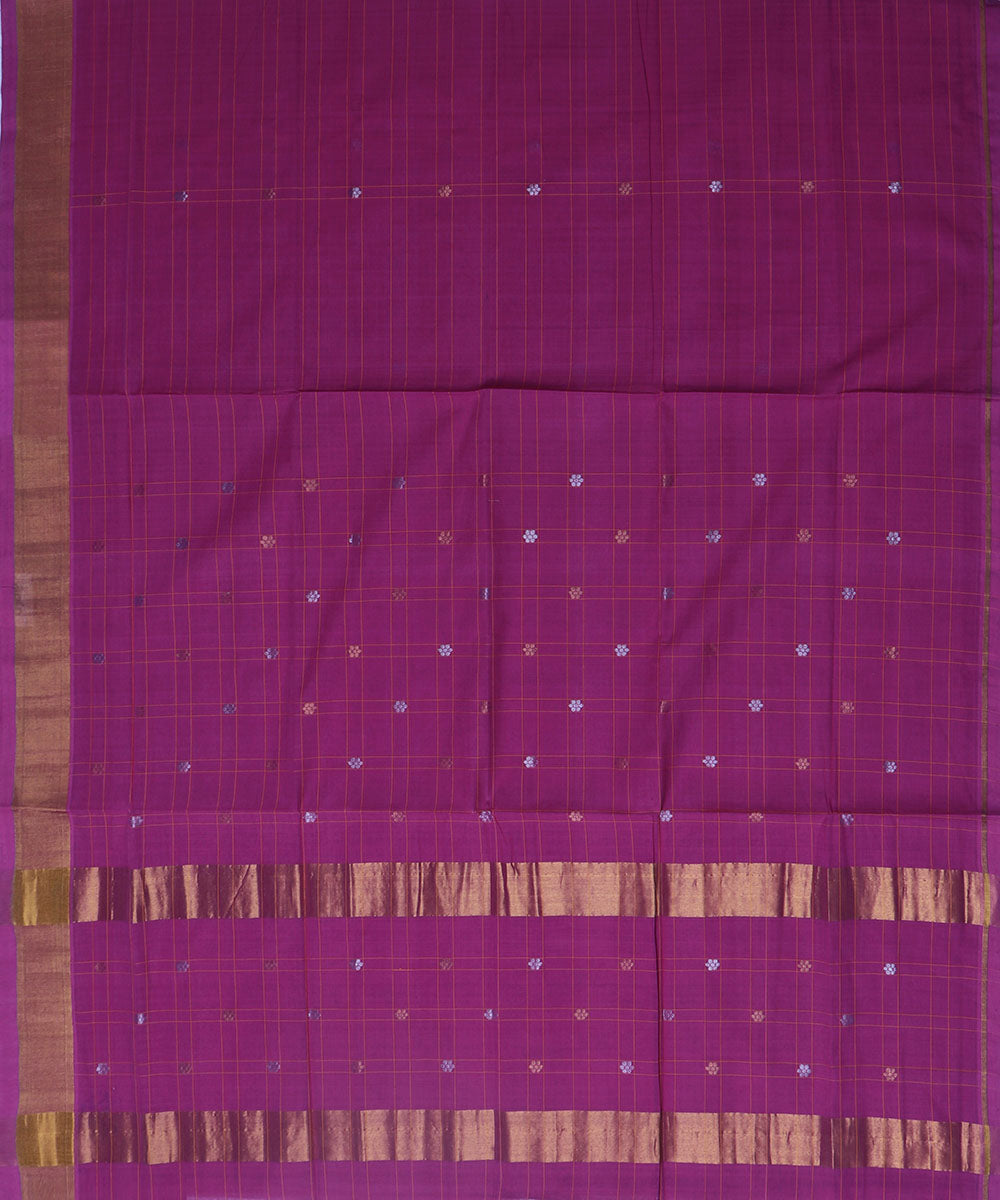 Violet buti cotton handwoven venkatagiri saree